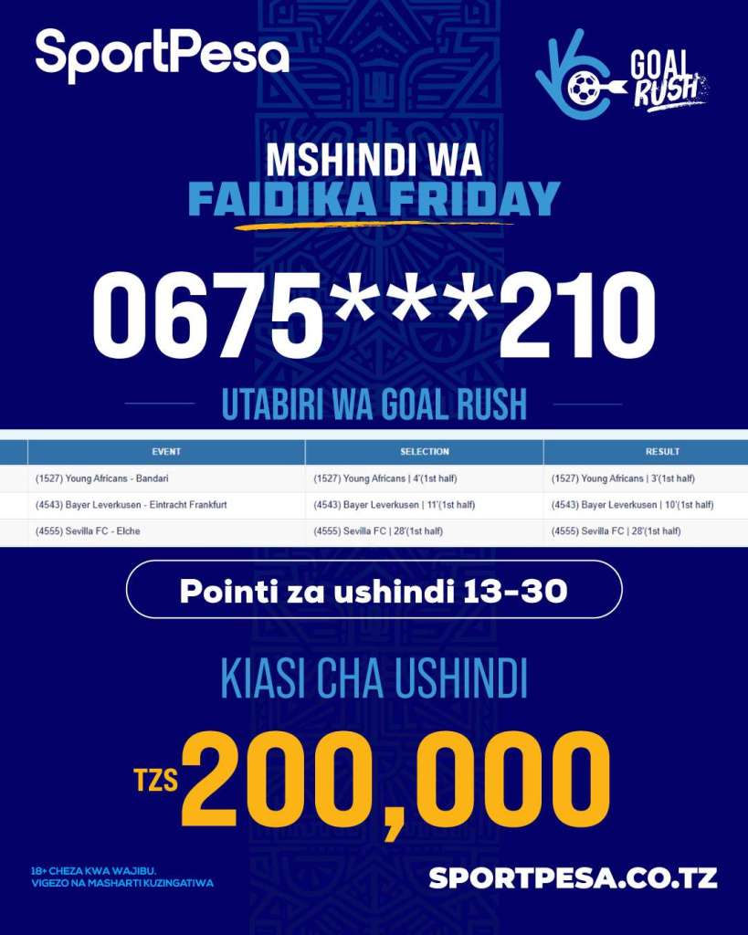 SportPesa Goal Rush washindi 14-20 Septemba 2025 