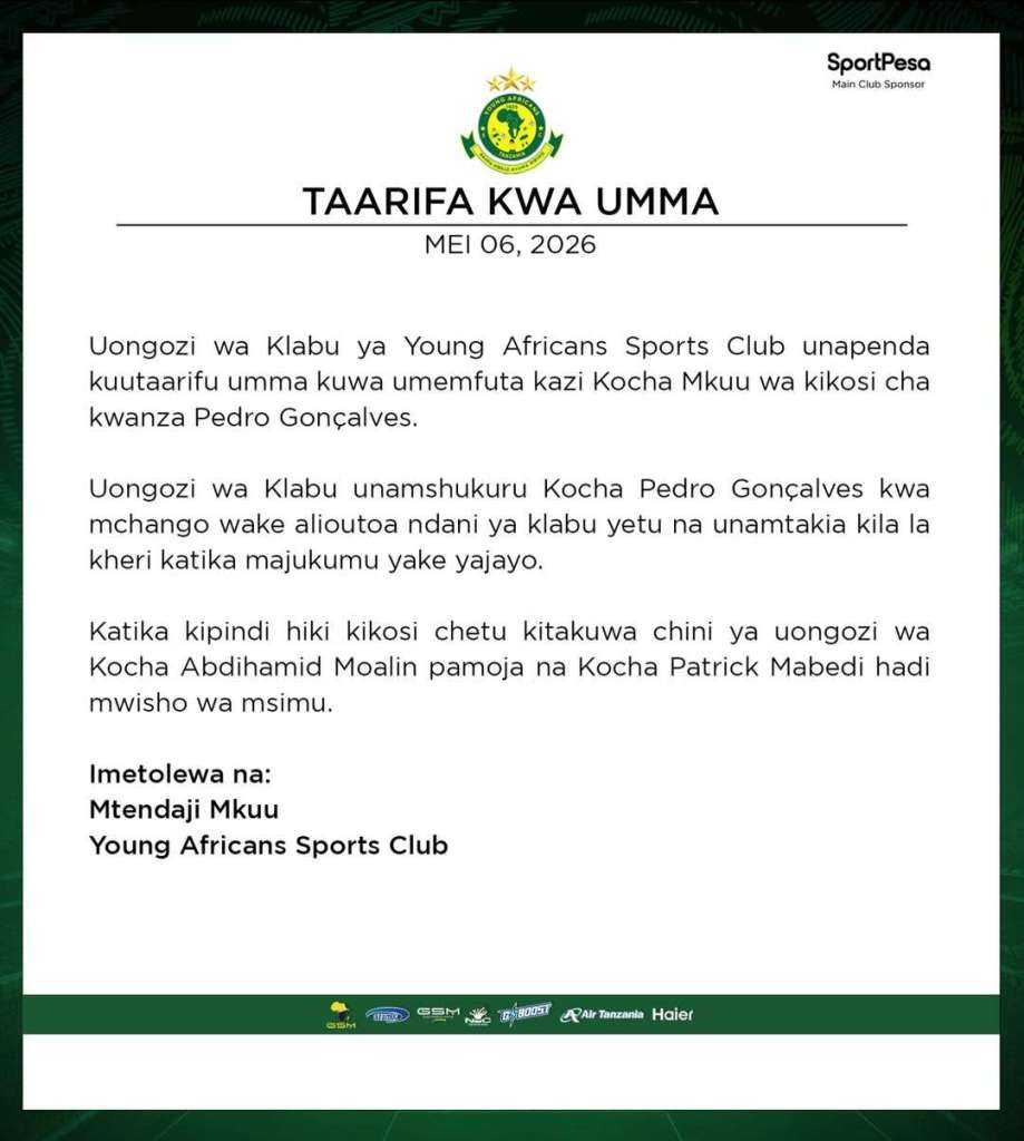 TAARIFA YA YANGA SC KWA UMMA