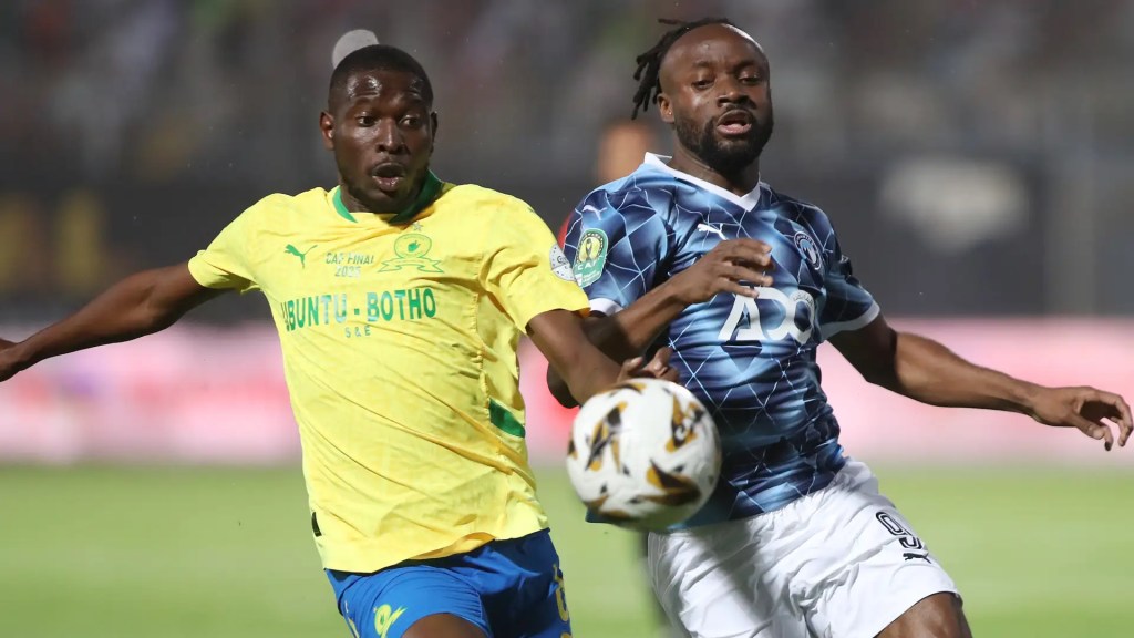Pyramids FC striker battling for the ball during a competitive match