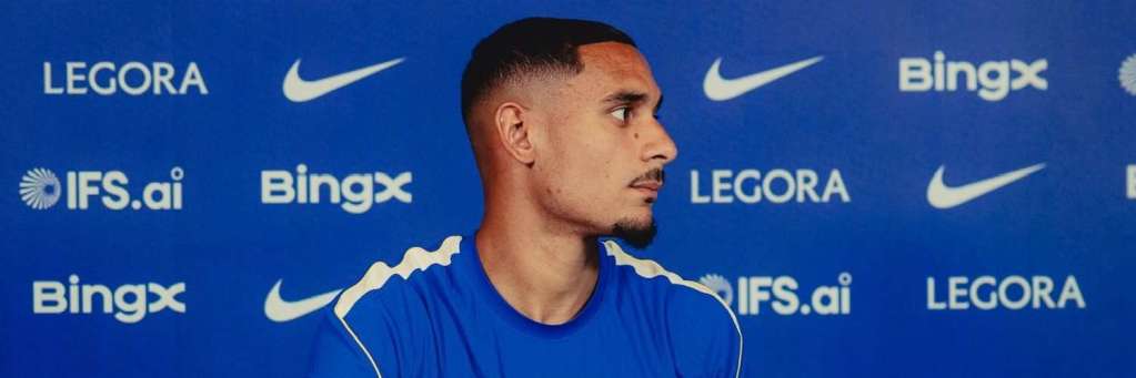Maxence Lacroix during a Chelsea media appearance