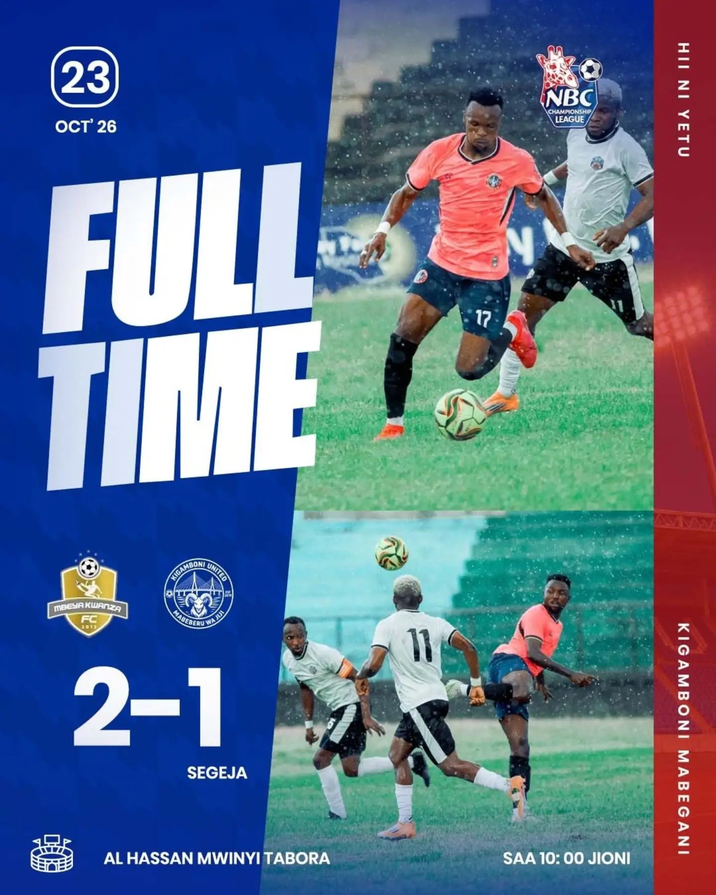 Mbeya Kwanza FC 2-1 Kigamboni United